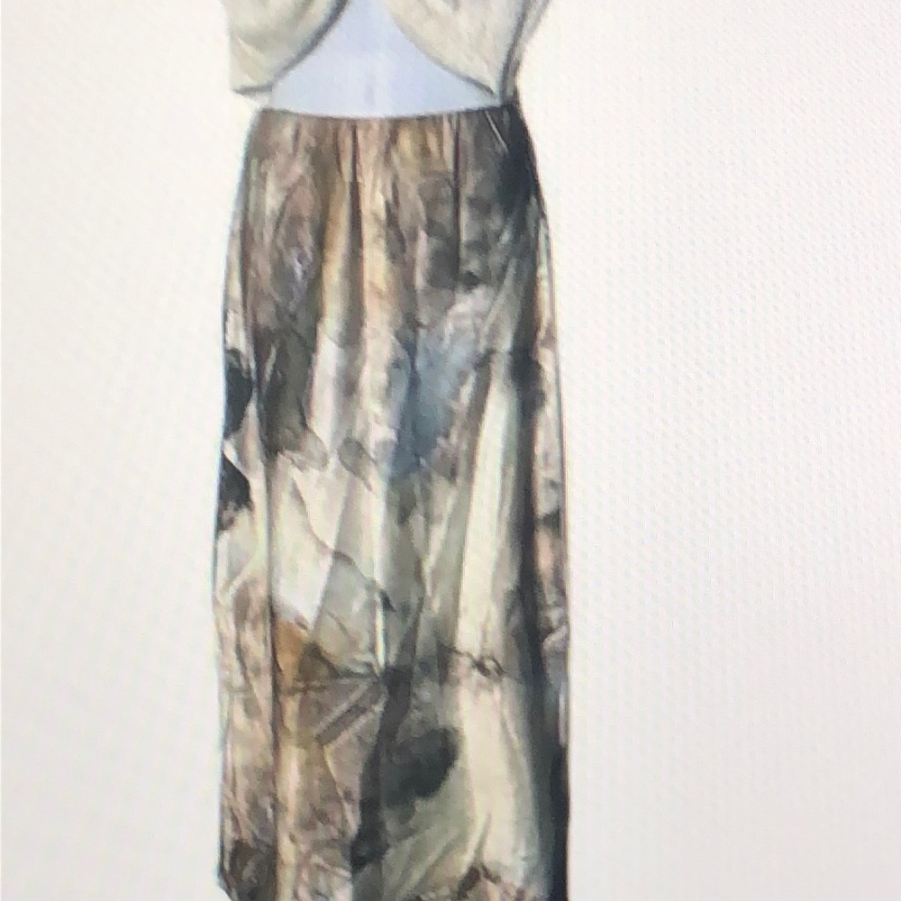 Micas Skirt Women's Size M Multicolor Marbled Watercolor Print Midi Silk…